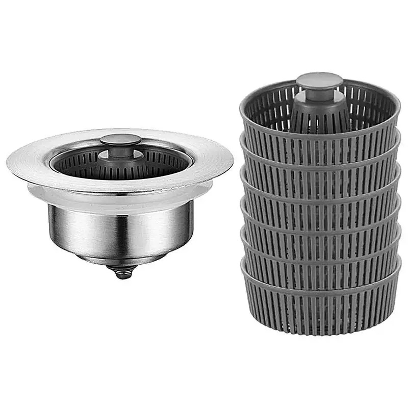 

Kitchen Sink Stopper Strainer Stainless Steel Press And Seal Anti-Clogging Garbage Sink Strainer Stopper Waste Sink Strainer