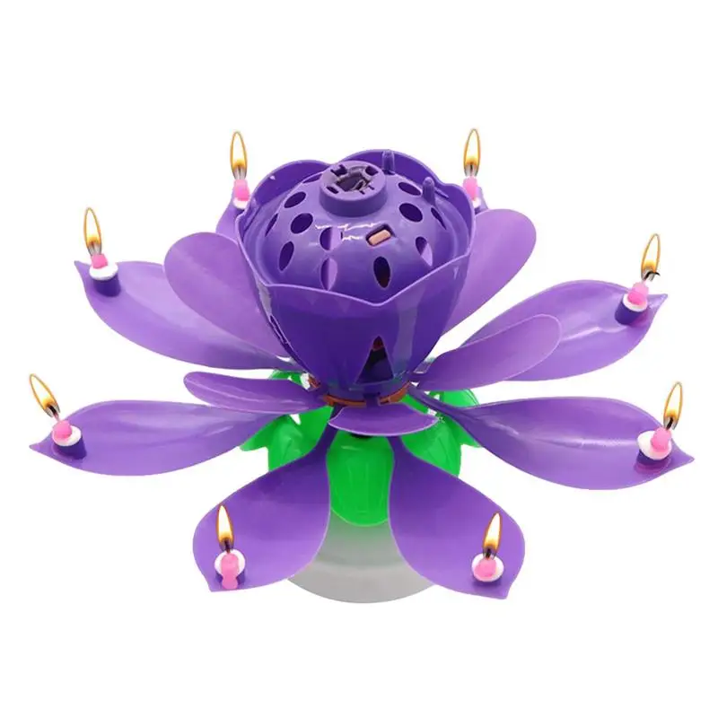 

Lotus Candle Birthday Creative Rotating Birthday Candle Singing Candle-Powered Spinning Cake Topper Reusable Birthday Candle