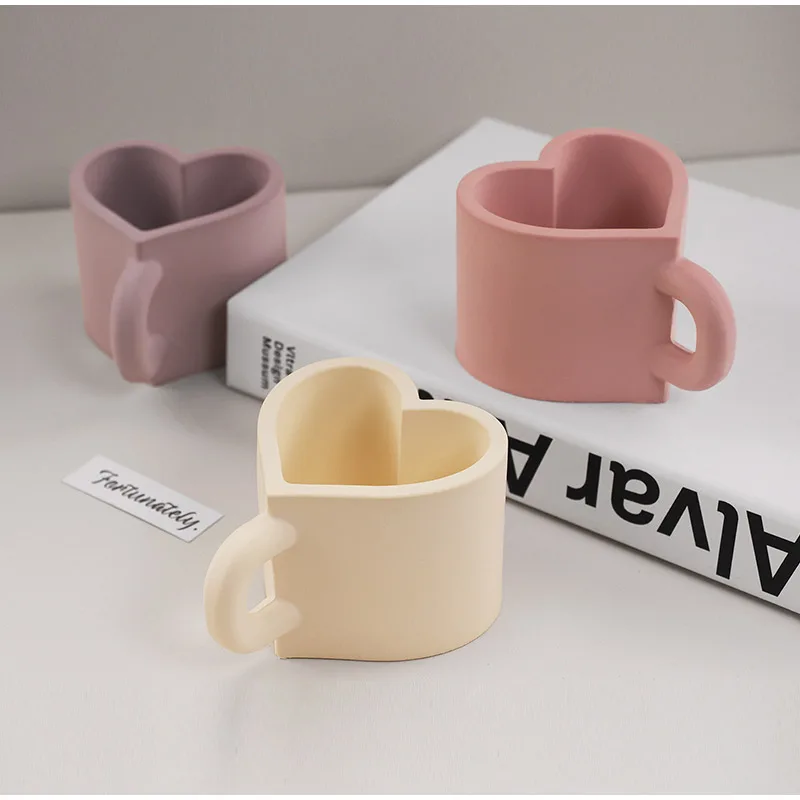 Diy Love Heart Кружка Силиконовая форма для свечей Большая ароматическая выпечки мыла