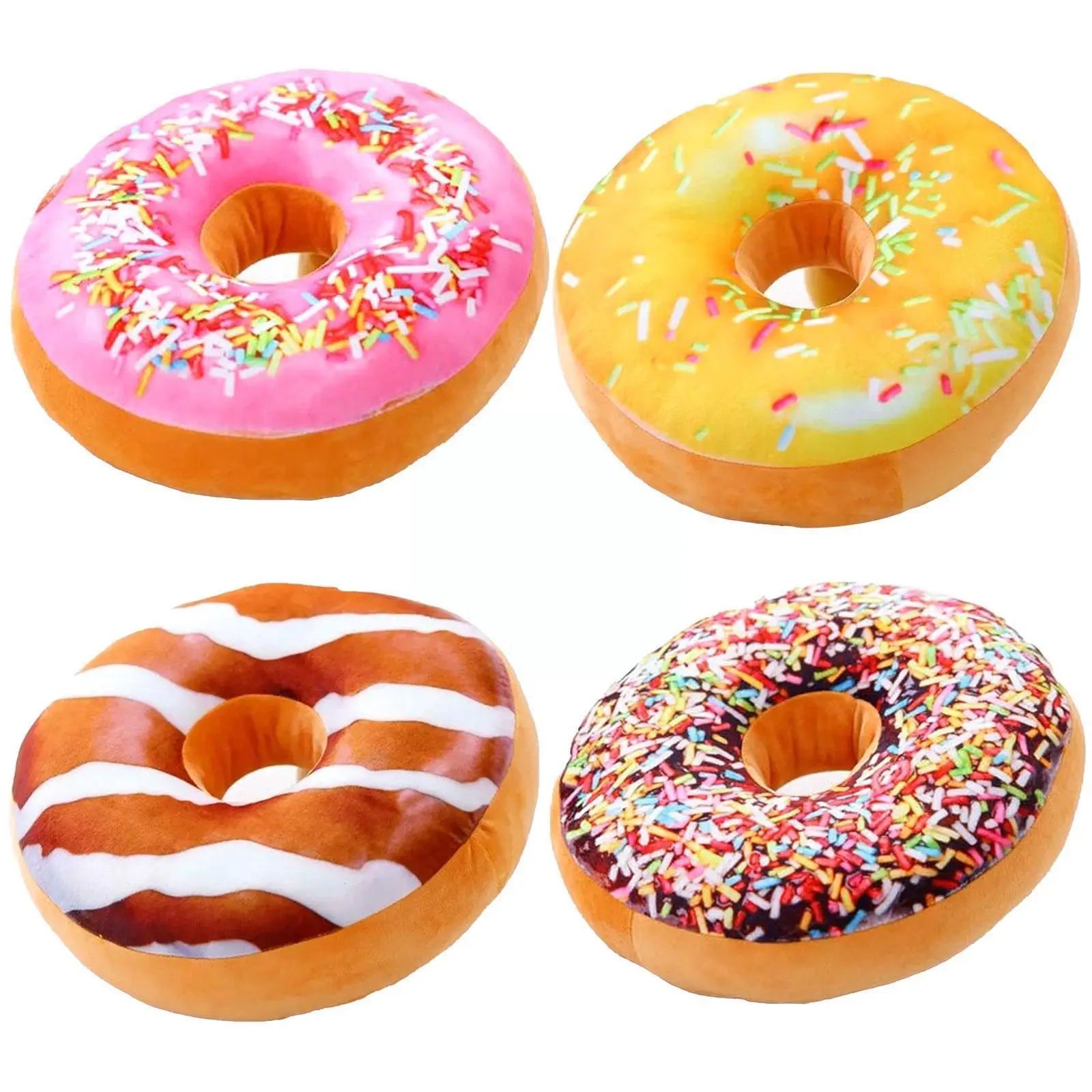 

1pc Doughnut Soft Plush Cover Round Throw Pillow Cushion Toys Soft Food Shaped Pad For Couch Chair Floor So T3c2