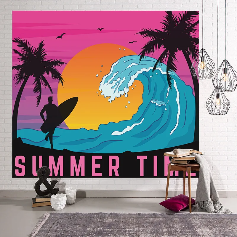 

Tapestry Retro European Seaside Landscape Hanging Cloth Field Camping Decoration Background Cloth Room Bedroom Wall Tapestries
