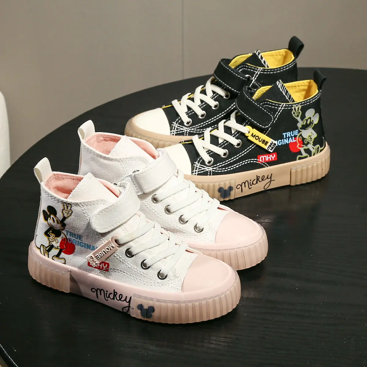 

Disney Mickey Mouse Children's High-top Canvas Shoes Fashion Cute Cartoon Pattern Boys and Girls Casual Sneakers Breathable