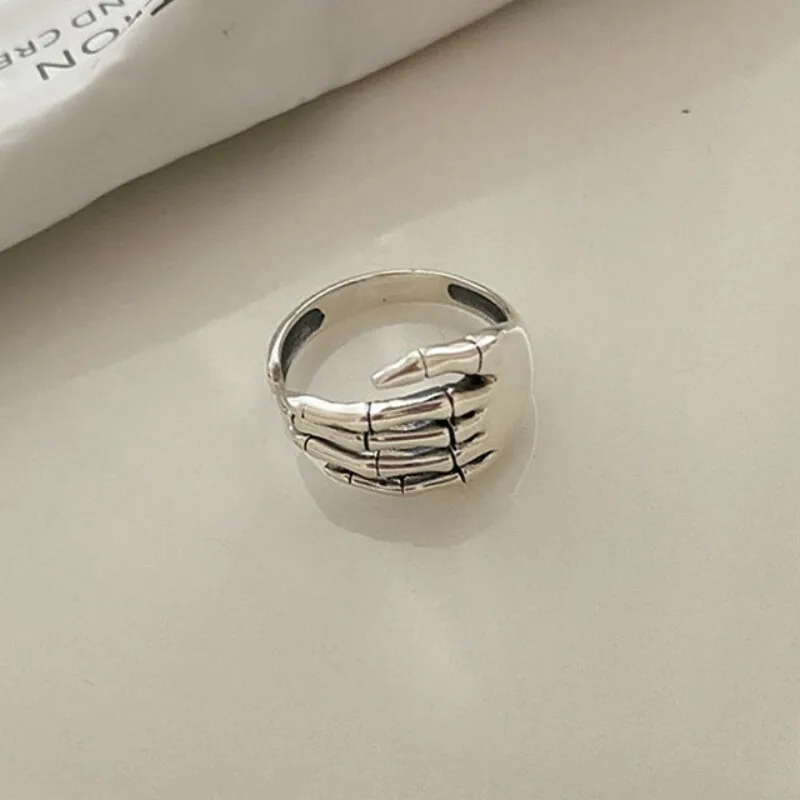 

Trendy Punk Rock Vintage Creative Adjustable Rings for Women Men Couple Skeleton Hand Ring Party Jewelry Gifts Accessories