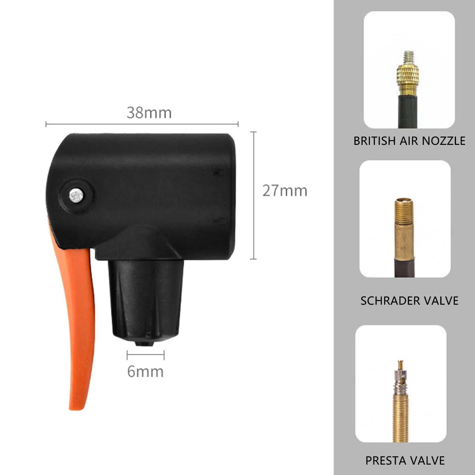 

Bicycle 3 In 1 Multi-Function Multi-Valve Head Tire Valve Joint Bike Pump Inflator Air Nozzle PVC Double-headed Mouthpiece Tools