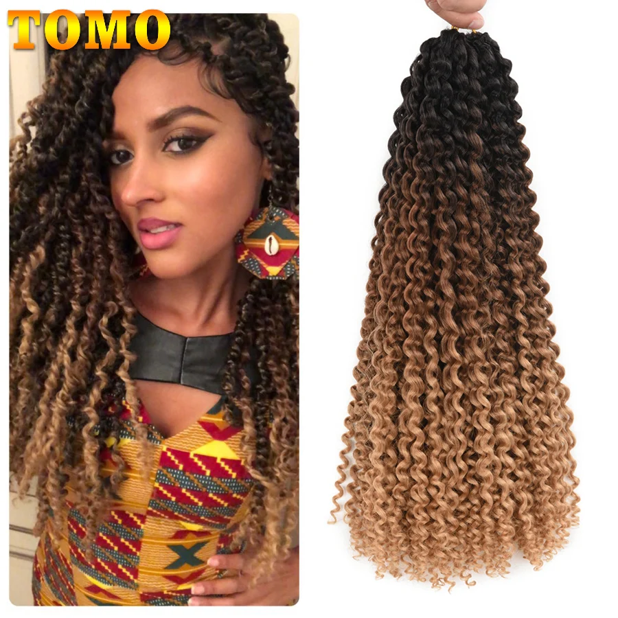 TOMO Passion Twist Crochet Hair Synthetic Braiding Hair Extensions 14 18 22Inch 22Strands Spring Twist 80g/Pack Long Black Brown