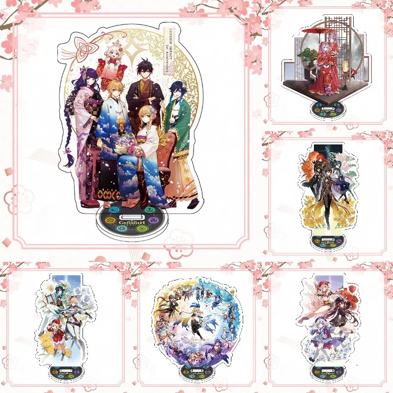 

Hot Anime Genshin Impact Venti Cosplay Acrylic Figure Raiden Shogun Hutao Stand Model Plate Desk Decoration Fans Collection Gift
