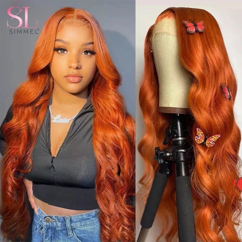 Orange Ginger Lace Front Wig Straight Human Hair Lace Frontal Wig Body Wave 4x4 Lace Closure Human Hair Wig Sale Clearance