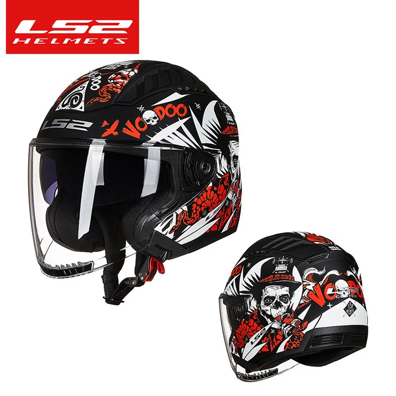 

Capacete LS2 COPTER Retro Motorcycle Helmet ls2 of600 open face scooter vintage helmets with Dual Lens