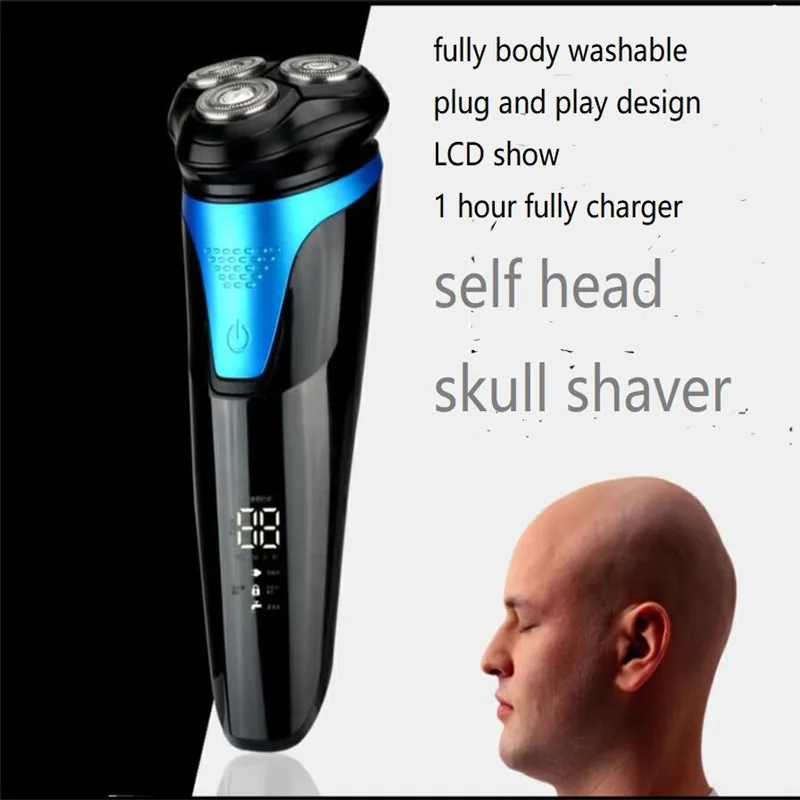 

Wet Dry Electric Shaver For Balding Head Man Balder Razor 3D Floating Rotary Close Shave Machine Bold Hair Trimmer Quick Charger