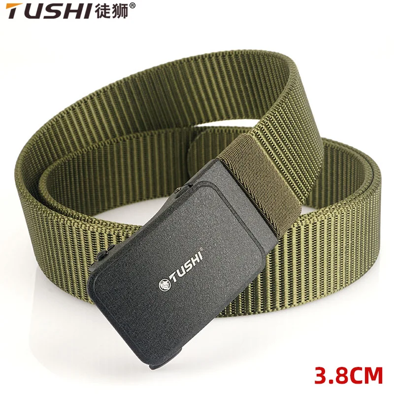 TUSHI 2023 Hot Sell Men Waistband 125cm*3.8cm Thick Nylon Business Male Belt Metal Automatic Buckle Ceinture Daily Dress Gifts