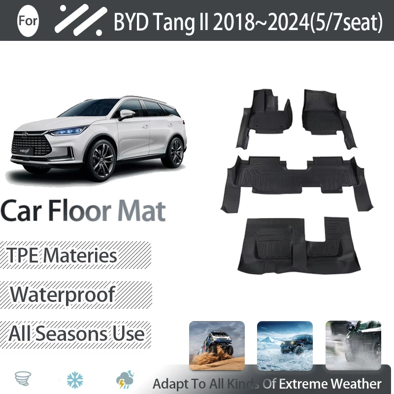 

Автомобильные коврики для BYD Tang II DM-i DM-p Tan EV 2018 ~ 2024, грязеотталкивающие коврики на 5 мест, коврик для ног, ковер, напольные аксессуары для автомобиля 2023
