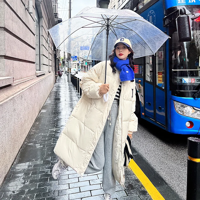 Parkas Women Fashion over the Knee Long down Jacket Women's Loose Large Size Bread Coat Winter Coat Women