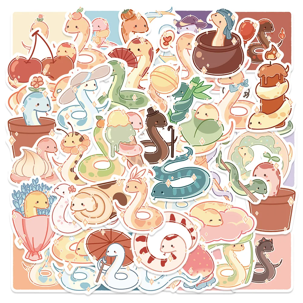 

10/30/50PCS New Small Snake Cartoon Personality Creative Computer Refrigerator Table Car Decoration Waterproof Sticker Wholesale