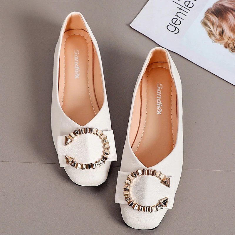 

BKQU 2022 Spring and Autumn All-match Comfortable Beanie Shoes Wide Feet Fat Sister Lazy Single Shoes Soft Bottom Soft Surface