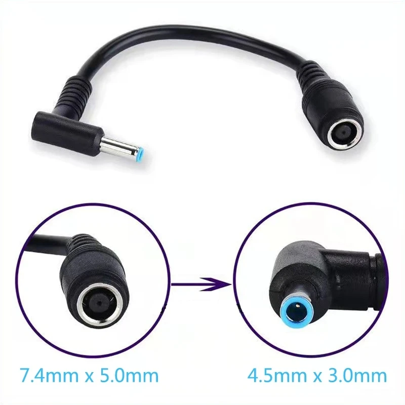 

7.4x5.0mm To 4.5x3.0mm Tip DC Power Adapter Charger Connector For HP Laptop Stream Spectre Pavilion Envy Elitebook Split Chrome