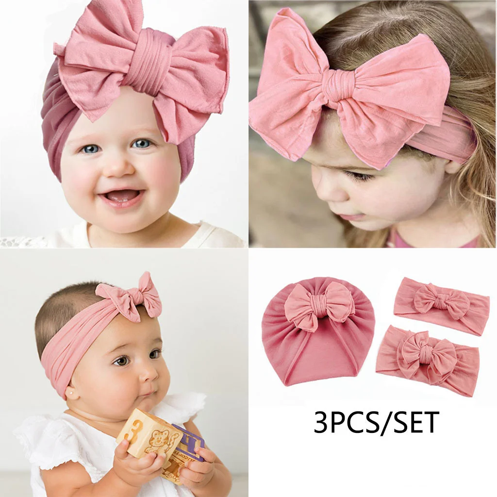 Knotted Bandana Hat Baby Hair Accessories 3-piece Set