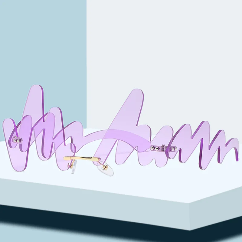 Солнцезащитные очки унисекс без оправы с красными волнами в стиле панк винтажные