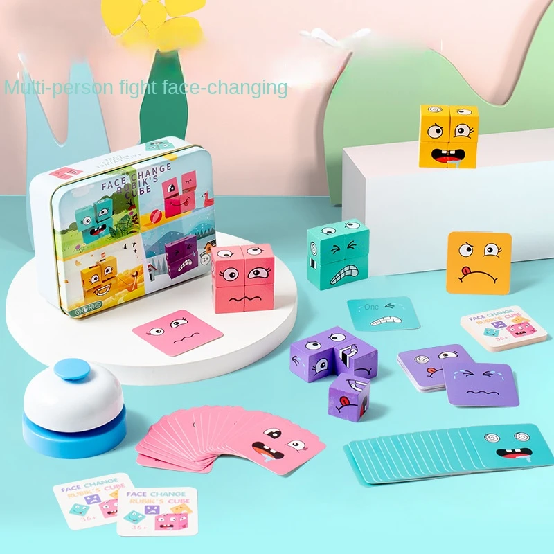 

Children's puzzle and early education desktop face changing magic cube parent-child interaction face changing puzzle block toy