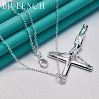 blueench 925 sterling silver cross pendant 16 30 inch chain necklace for ladies party personality fashion jewelry