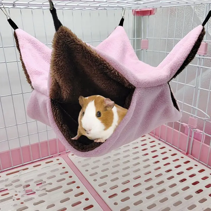 Solid Color Winter Pet Hammock Double Layer Thick Plush Hamster Hammock Chinchilla Guinea Pig Ferret Sleeping Bag Hamster Cage