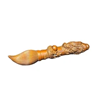 6exquisite chinese writing brush dragon statue boxwood wooden ornaments carved gift decoration wall desk study souvenir amusing