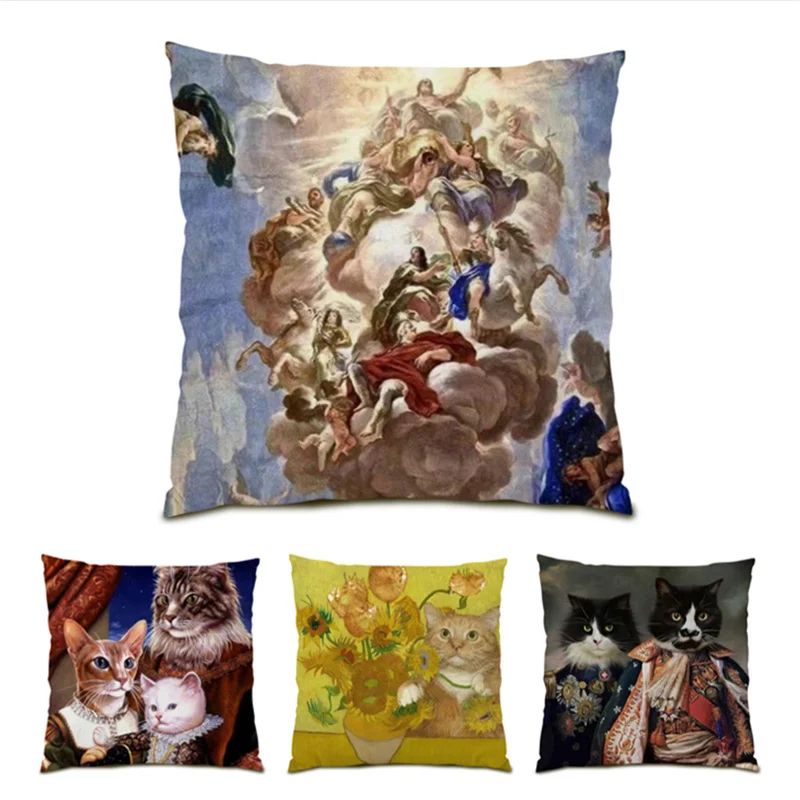 

Pillow Cover Polyester Linen Cushion Covers 45x45 Pattern Home Velvet Sofas for Living Room Artistic Abstract Pillowcase E1175