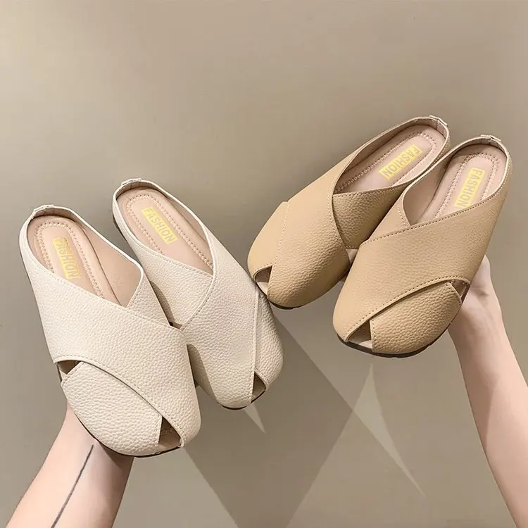 

Popular Online High-Grade Half-Support Closed Toe Sandals for Women Summer Outer Wear Lazy Muller Single-Layer Women's Slippers