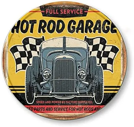 

Круглая металлическая Оловянная вывеска, украшение для гаража, подходит для дома и кухни, искусственный винтажный стиль, домашний декор, На...