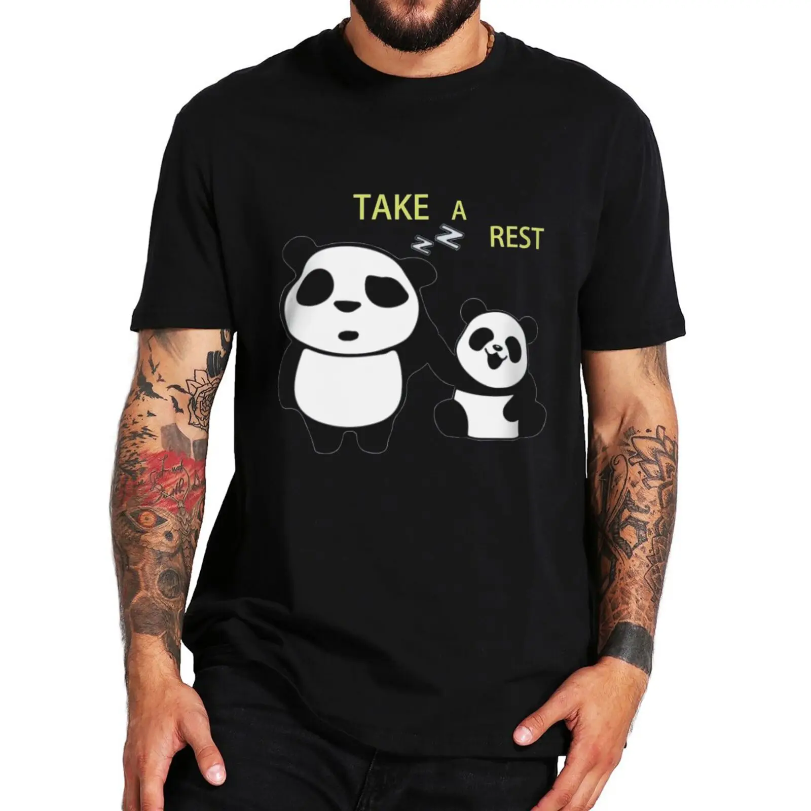 

Take A Rest Panda T-shirt Humor Slogan Funny Pandas Lovers Tee Tops Summer Casual Cotton Unisex T Shirt