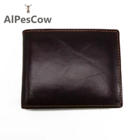 case genuine leather men wallet 100 italy alps cowhide purses card clip business coin pocket vintage male money bag minimalist