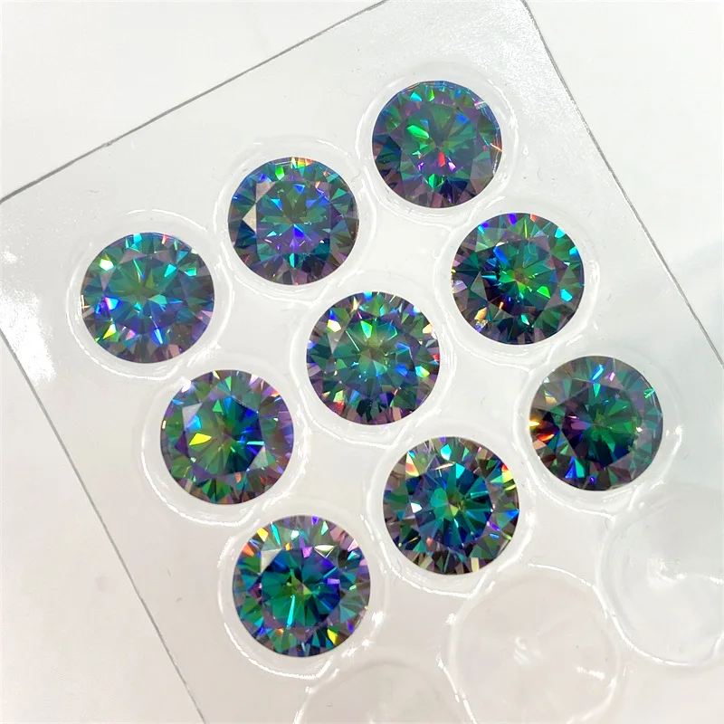 Цветной Круглый Муассанит 0 5-4 карата незакрепленный камень синтез 8 сердец с