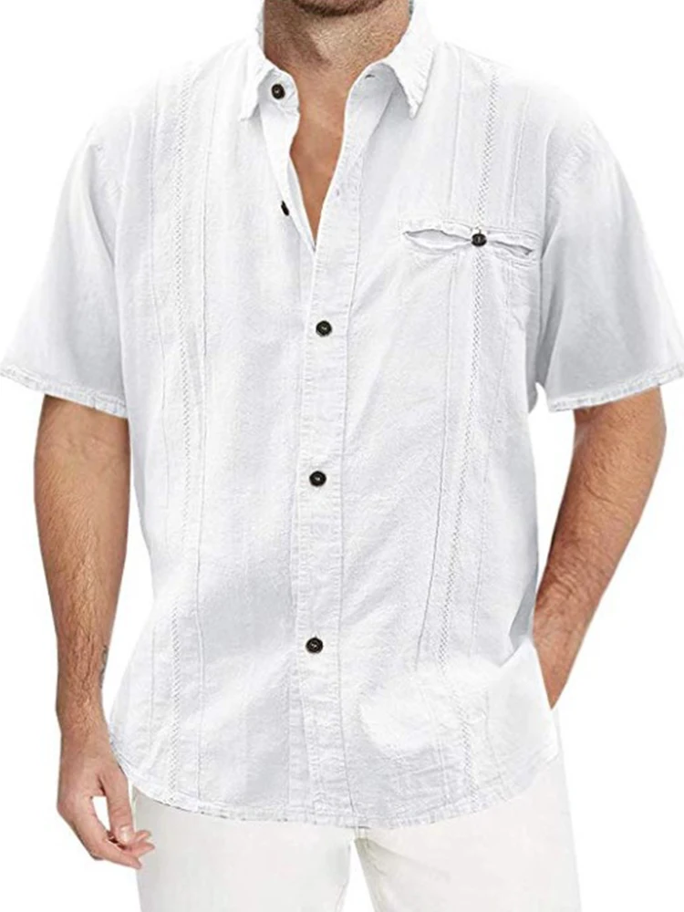

Mens Solid Lapel Shirts 2022 Summer Buttoned Turn Down Collar Shirt Tops New Slim Fit T-shirts Short Sleeve Casual Business Polo