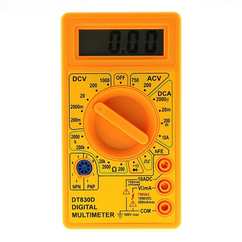 

DT-830D Digital Multimeter with Buzzer Square Wave Output Voltage Ampere Ohm Tester Probe DC AC LCD Overload Protection