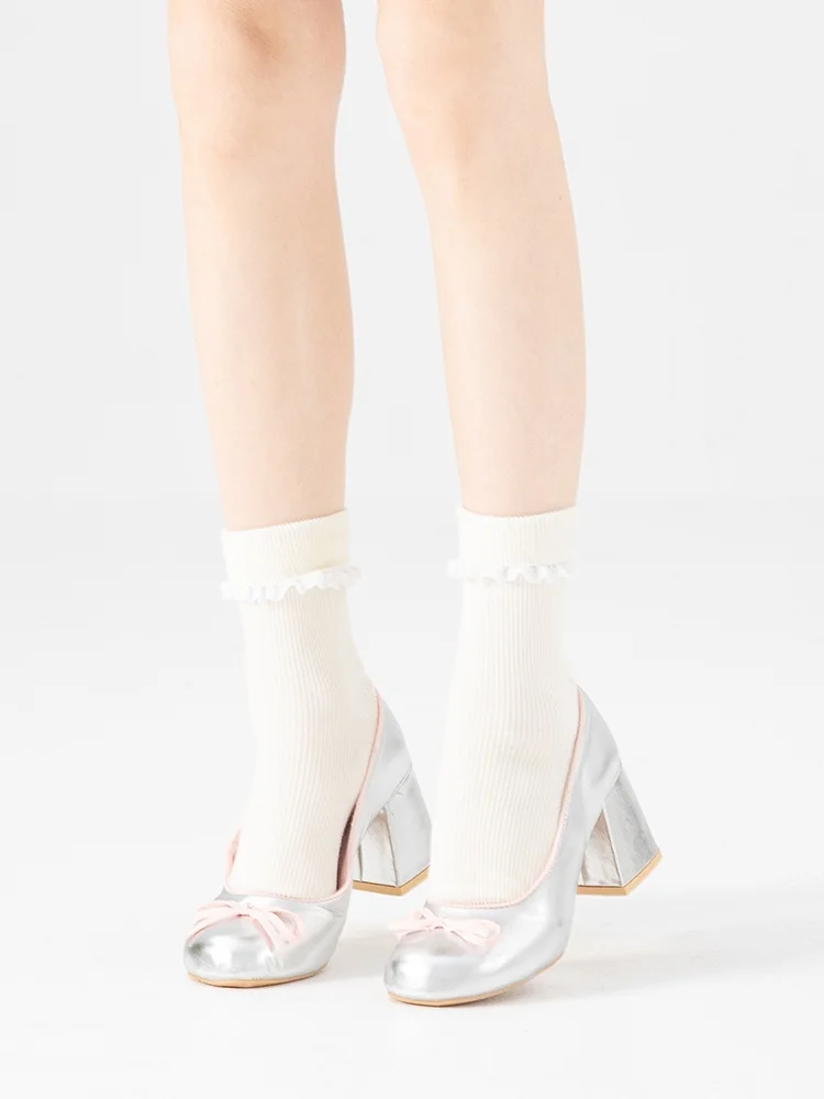 Весенне-осенние синие носки из чесаного хлопка женские носки-трубочки японские