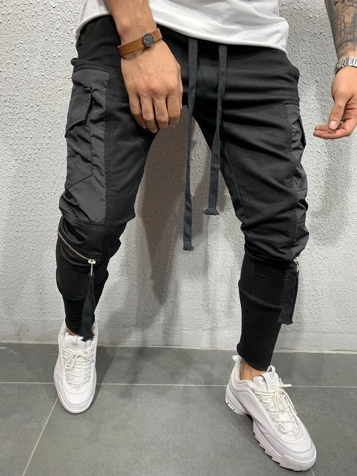 

New Spring Summer Fashion Splicing Men Casual Pants Elastic Sports Pants