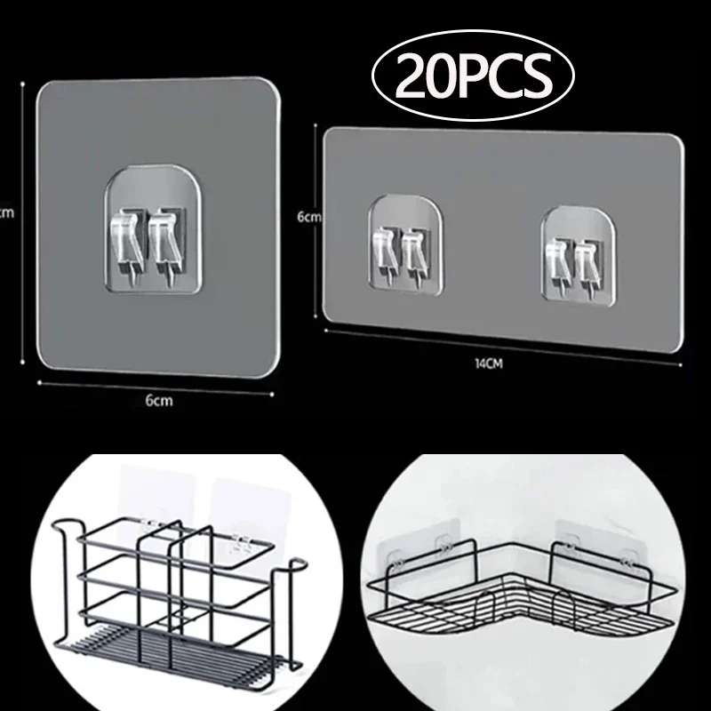 20/1 шт. прозрачные самоклеящиеся крючки для кухни ванной комнаты настенный