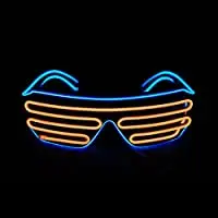 

PINFOX Shutter El Wire Neon Rave Glasses Flashing LED Sunglasses Light Up Costumes for 80s, EDM, Party RB03 (Blue + Orange)