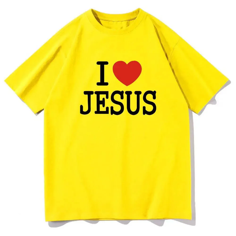Футболка хлопковая унисекс с принтом Я люблю Иисуса модная Повседневная рубашка
