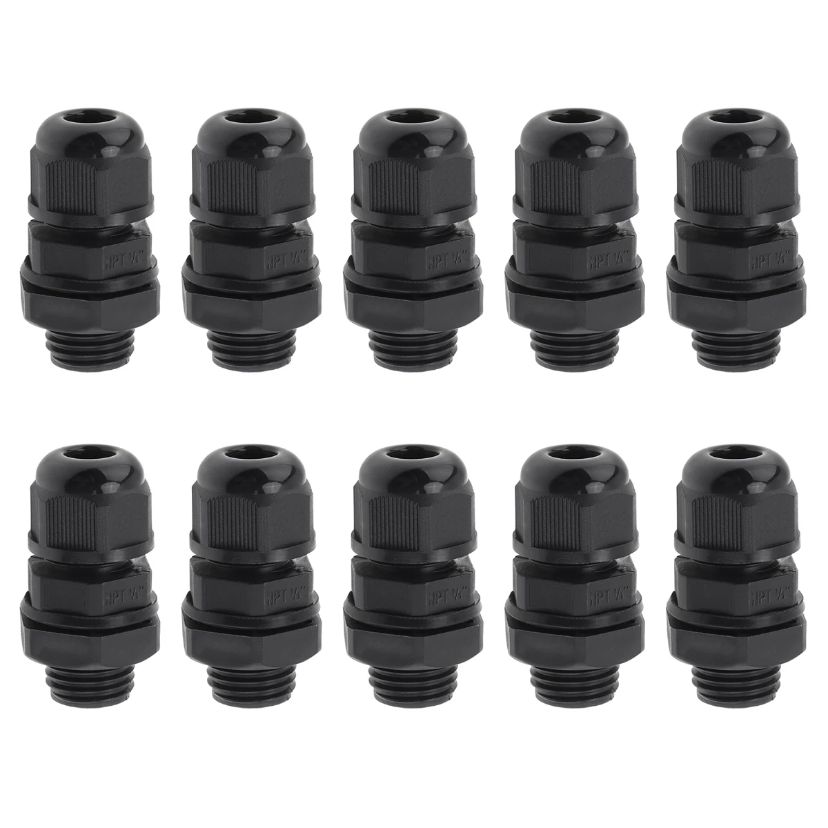 

10pcs 1/4 Inch NPT Cable Gland IP68 Nylon Strain Relief Waterproof Flame Retardant Connection Fixing Head