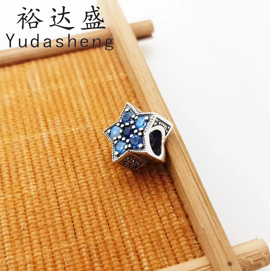 

Ювелирные изделия высокого качества, синяя звезда, бусины, шарм, Рождество, подарок на день Святого Валентина, сверкающий кубический циркон...