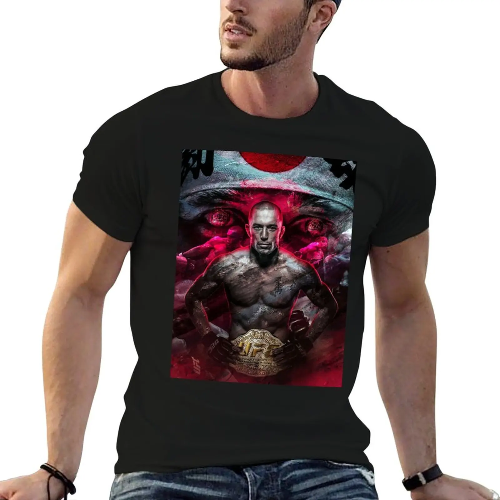 Фото Футболка Legendary Georges St Pierre, мужская дизайнерская футболка, мужская повседневная футболка, мужская роскошная футболка №1