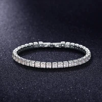 4mm cubic zirconia tennis bracelets for women luxury cz jewelry wedding hip pop silver color bracelet