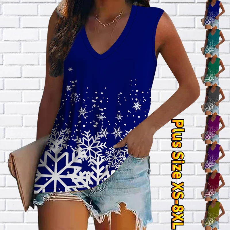 

Женская пляжная майка без рукавов, повседневный Свободный Топ большого размера в стиле бохо с V-образным вырезом и 3D-принтом, 2023