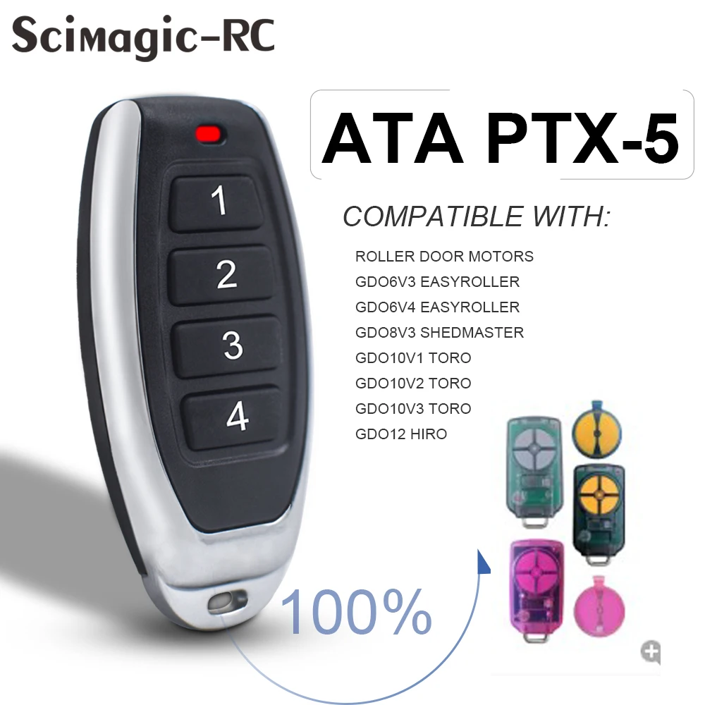 

ATA PTX-5 Garage Gate Remote Control TrioCode GDO PTX-5v1 PTX-5v2 GDO 11v1/6v3/6v4/7v2/7v3/8v3/9v2/9v3 433MHz Rolling Code