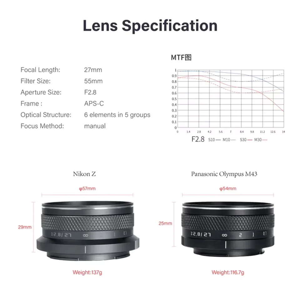 Фото Объектив AstrHori APS-C 27mm F2.8 II с ручной фокусировкой, стандартный фикс-объектив для художественной фотографии, совместимый с креплениями Canon EF-M и Fujifilm XF №3