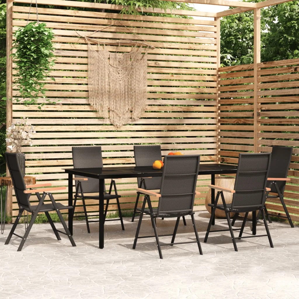 

7 Piece Garden Dining Set,Patio Table and Chair Set, Black