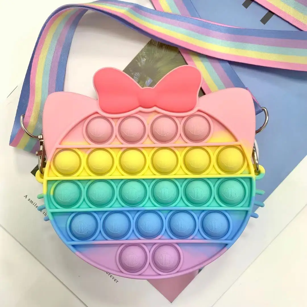 Silicone Diagonal Shoulder Strap Fruit Bag Puzzle Decompression Toy Press Bubble Bag Mobile Phone Bag  Squeeze  Toys