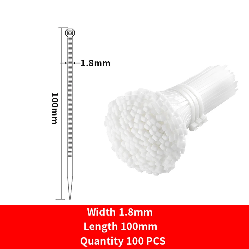 

100 шт. ширина 2 мм 3 мм 2*100 мм 3*200 мм белый черный самоблокирующиеся пластиковые нейлоновые кабельные стяжки проволочная стяжка на молнии