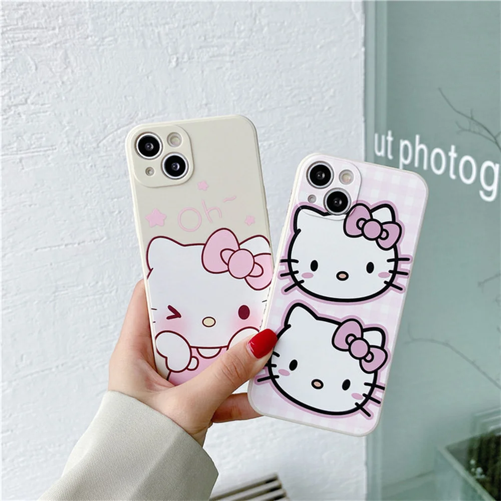 

Cute hello Kitty Cat for Iphone13 pro max case Phone Case Side Cartoon Apple 12 promax Silicone 11/XR Soft 8plus 7plus x