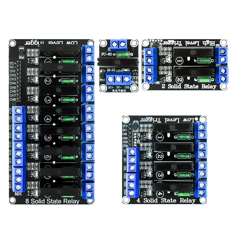 

Relay 1/2/4/8-way Solid State Relay Module DC 5V Low Level Trigger Output with Resistor Fuse Power Relay 250V 2A for Arduino